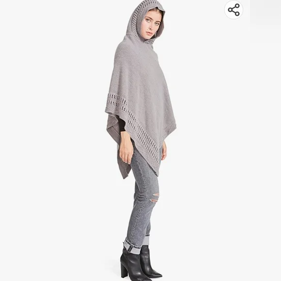 Steve Madden Hooded Grey Knit Poncho One Size 💥NWT😃 - Picture 2 of 4